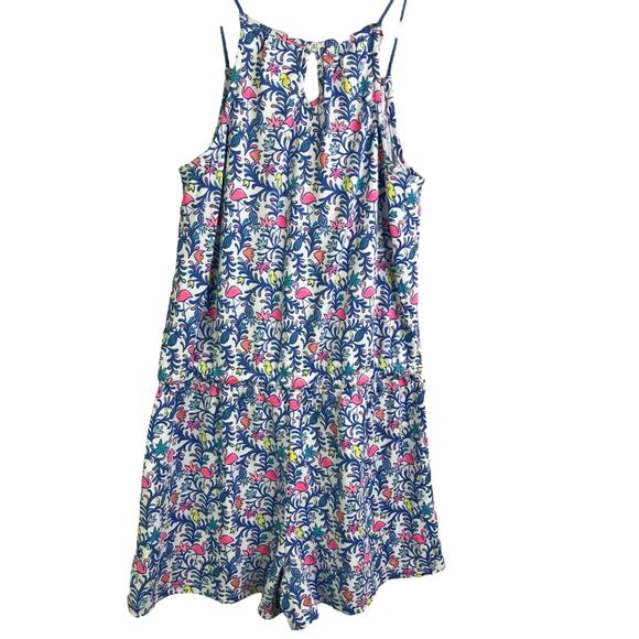 Vineyard Vines Romper Girls Sz L/14 Blue White Tie Waist Twine Spaghetti Straps - Picture 3 of 9